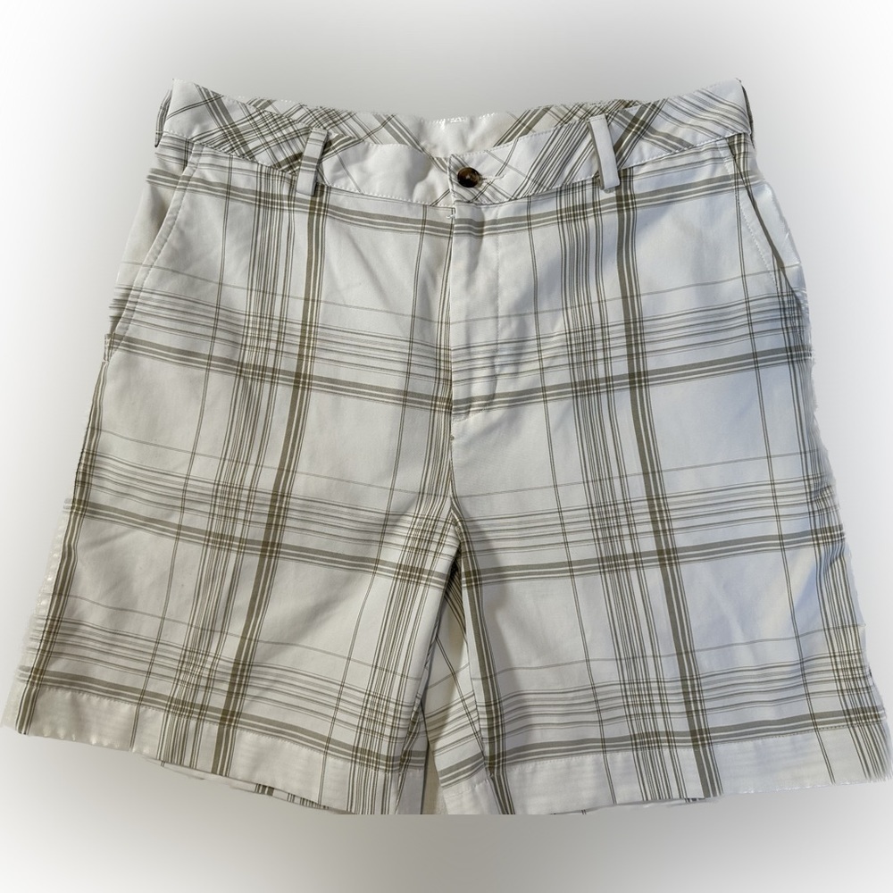 Ping Performance Golf‎ Shorts Plaid White and Tan Men's 32" x 10.5"